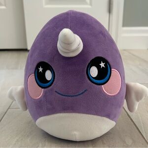 Squeezamal Purple Stuffy Narwhal Plush Toy